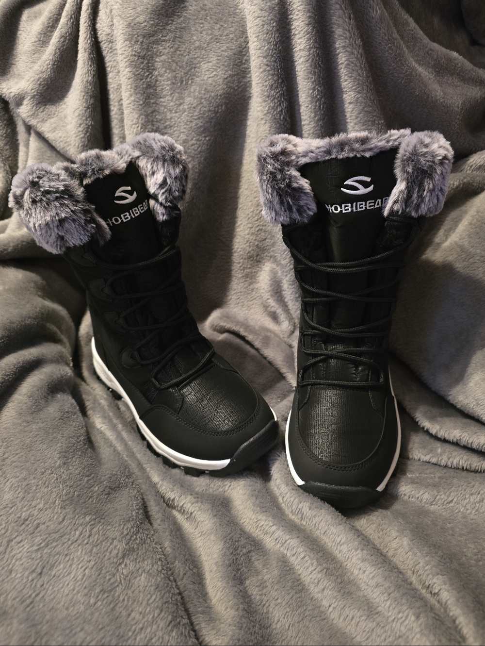 NIB Hobibear Women's Black Faux Fur Winter Snow Boots Size 38 (U.S. Women's 7.5)